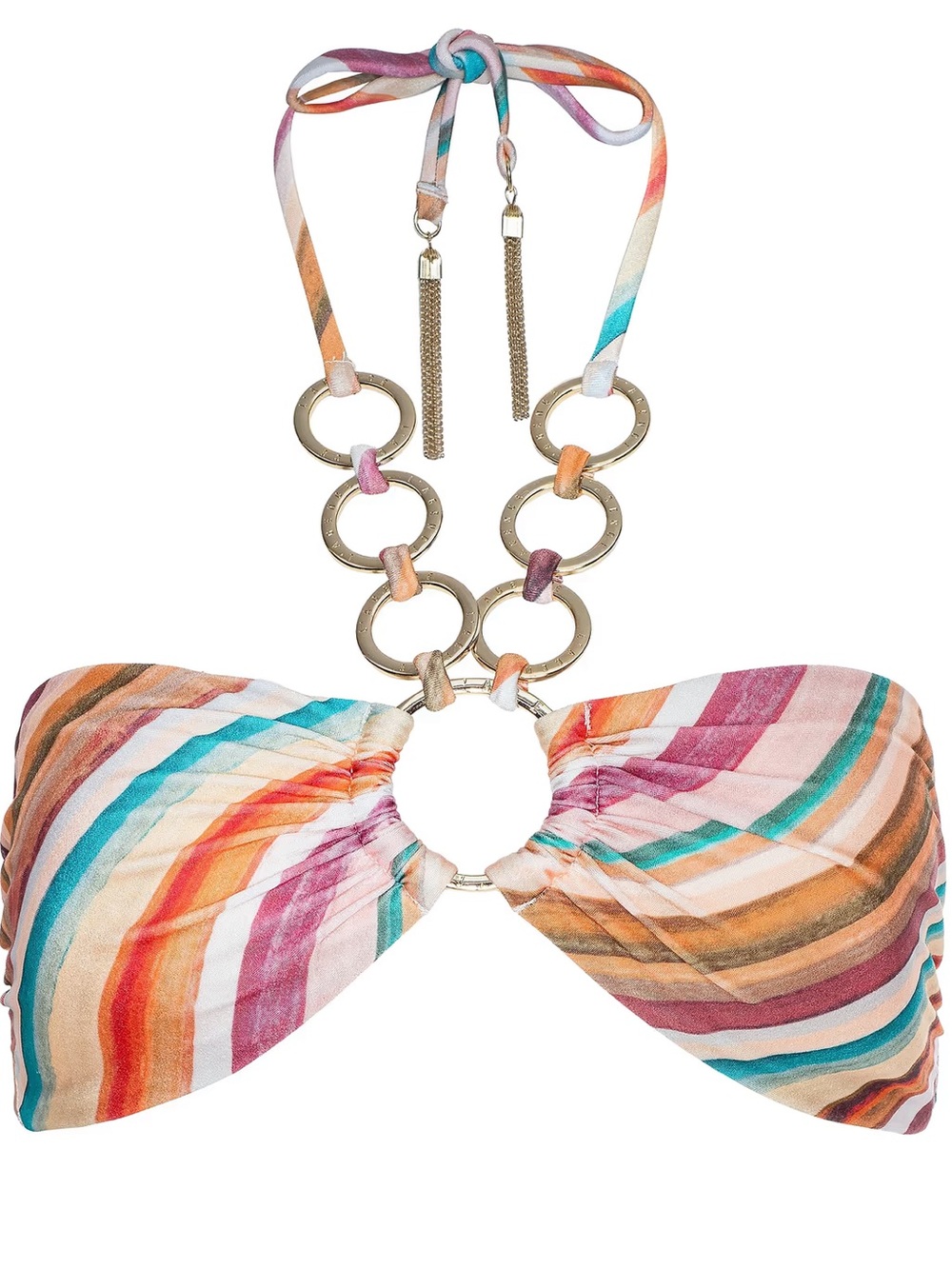 L’AGENCE Krysta Halter Bikini Top and Britt Tie Bikini Bottom Watercolor Stripe - Picture 6 of 13